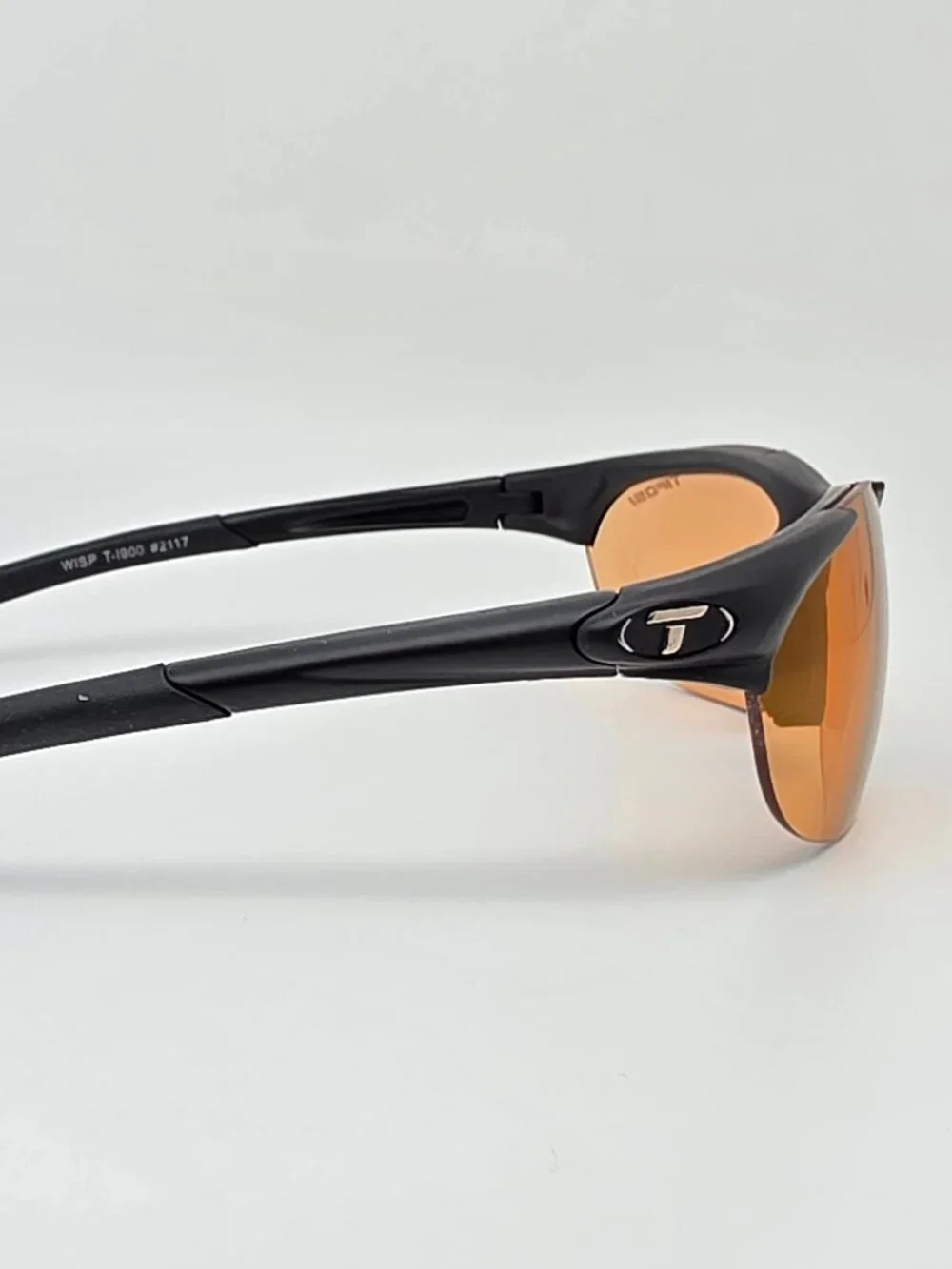 Tifosi Wisp Matte Black Frame Purple Mirror Brown Lens Sunglasses w Retainer